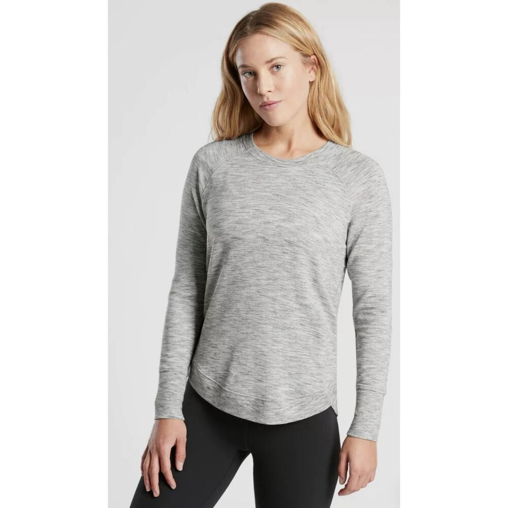 Athleta Mindset Sweatshirt, Marl Grey Heather Soft Pull-over  Large